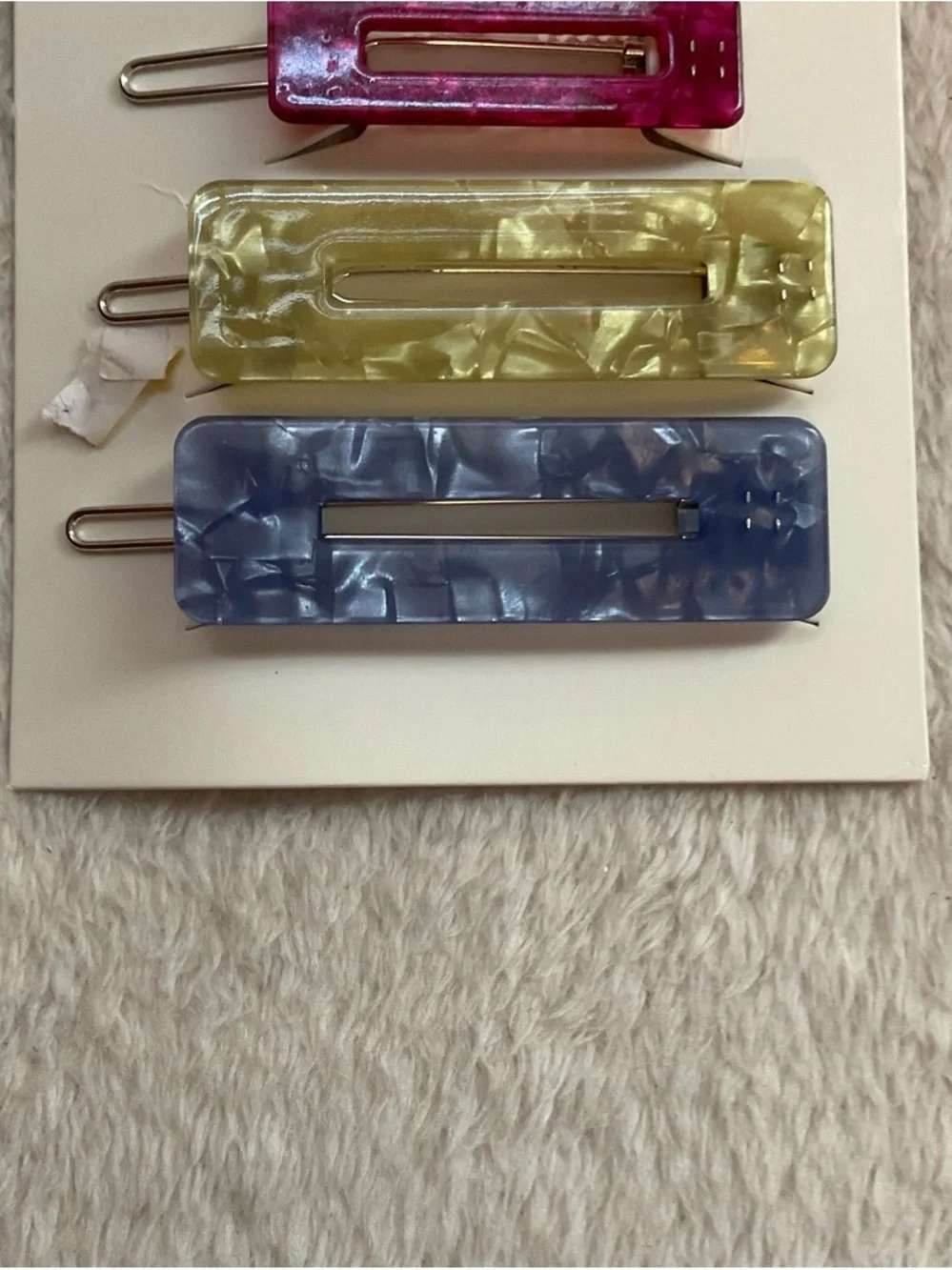 Cat & Jack Marble Rectangle Barrettes - Pink, Magenta, Yellow, Blue (4pc)